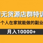 抖店无货源店群特训营：一个人在家就能做的副业，月入10000+
